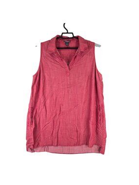 Womens Chelsea & Theodore Sleeveless Red Tencel Tank Dress Collard V Neck 2X